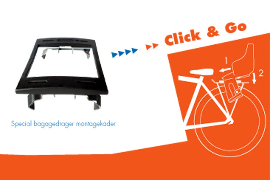 Het unieke Click & Go systeem in combinatie met het bagagedrager montagekader zorgt dat de Bobike Maxi Exclusive en de Bobike Tour Exclusive snel te monteren zijn.