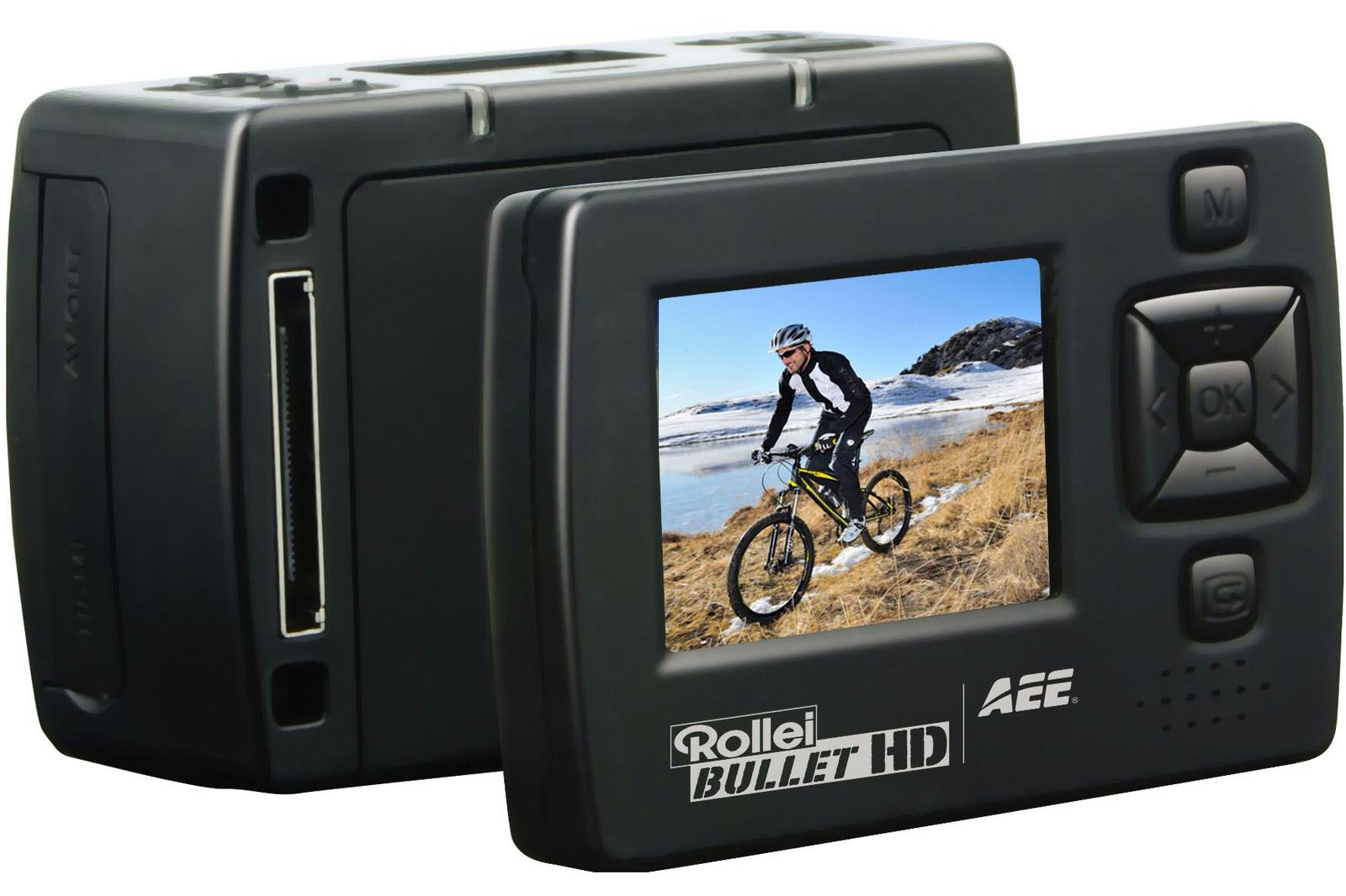 Camera voorzien van specifieke fietsaccessoires.