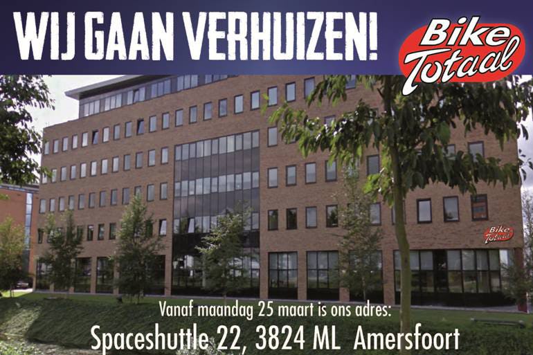 Het nieuwe hoofdkantoor van Bike Totaal is gevestigd op de gehele benedenverdieping.