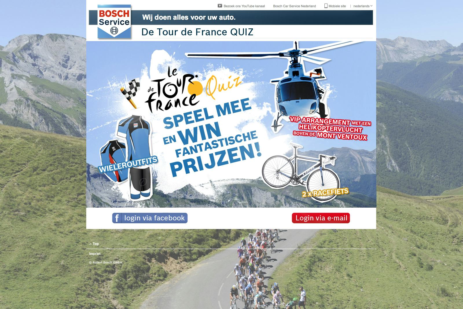 De eindwinnaar wint een VIP-arrangement met helikoptervlucht voor drie personen tijdens de Tour-etappe van 14 juli van Givors naar Mont Ventoux.