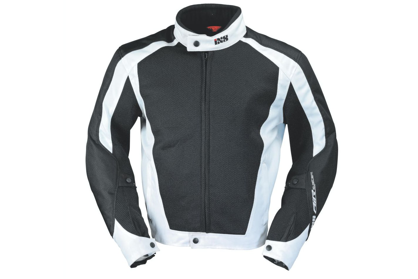 Het jack is verkrijgbaar in vier kleuren, zwart, zwart/wit, zwart/rood en zwart/grijs.