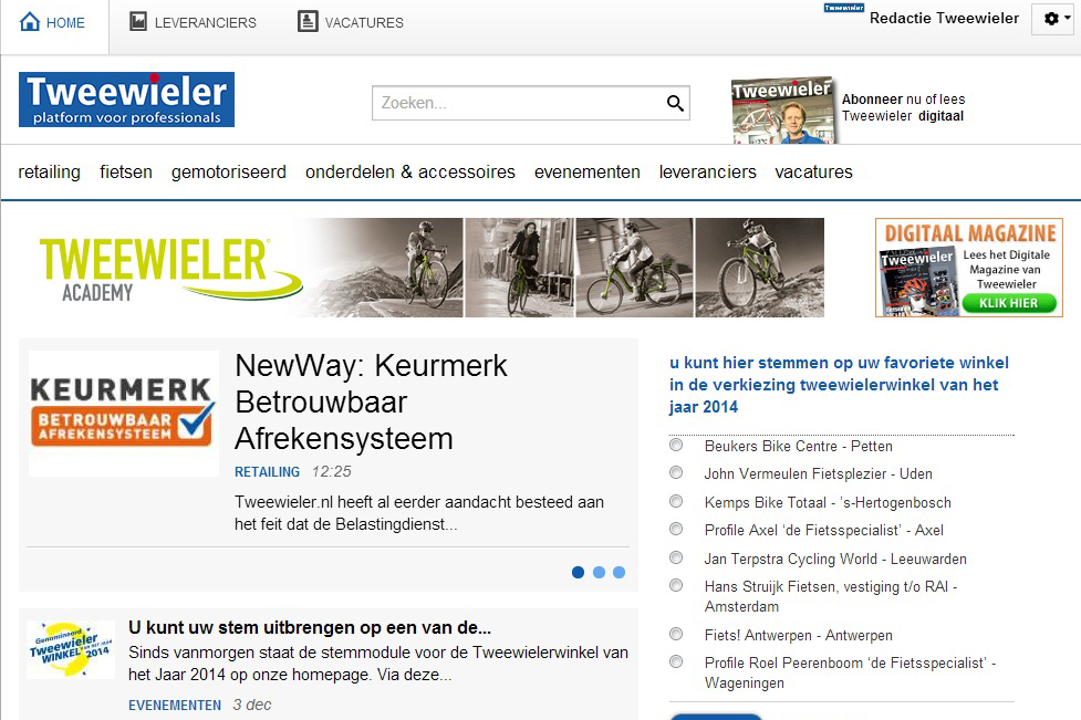 Voor iedereen die Explorer als browser heeft,  kan de homepage in eerste instantie een wat vreemde vormgeving hebben. Dit kunt u aanpassen door het icoontje Compatibility View één keer aan te klikken en even te wachten tot de pagina aangepast is.