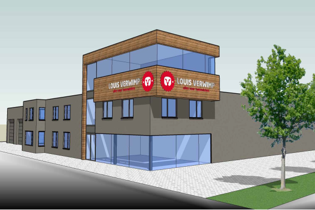 Het nieuwe kantoorpand komt op de plek van de huidige showroom.