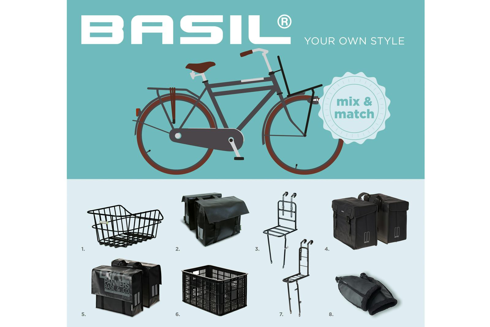 Met het Mix & Match-concept van Basil kan de individuele consument zijn of haar fiets helemaal naar eigen wens maken.