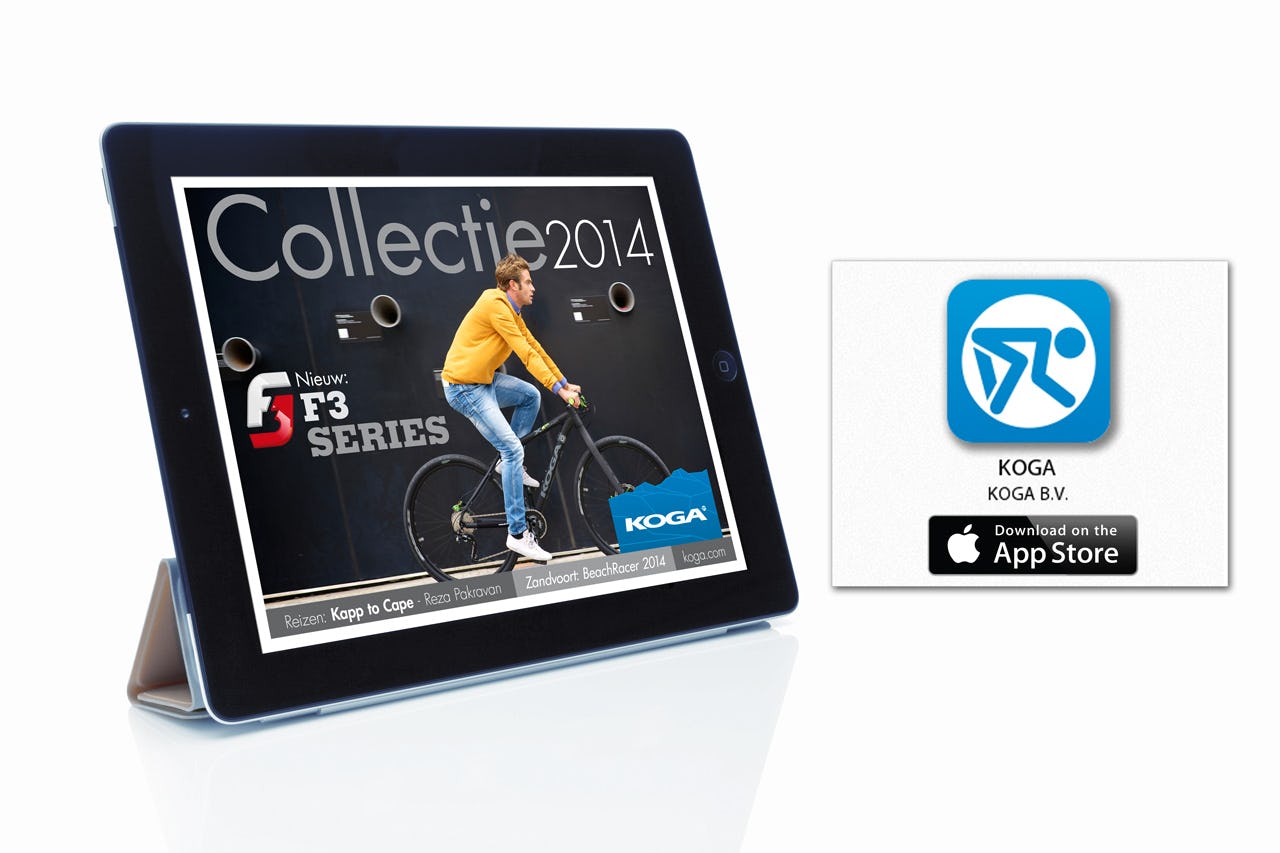 De nieuwe Koga iPad app is gratis te downloaden op koga.com/nl//koga-app.