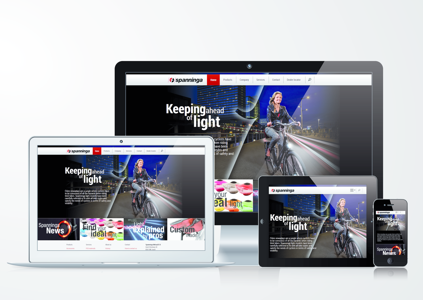 De nieuwe website van Spanninga is meer consumer focused dan voorheen.