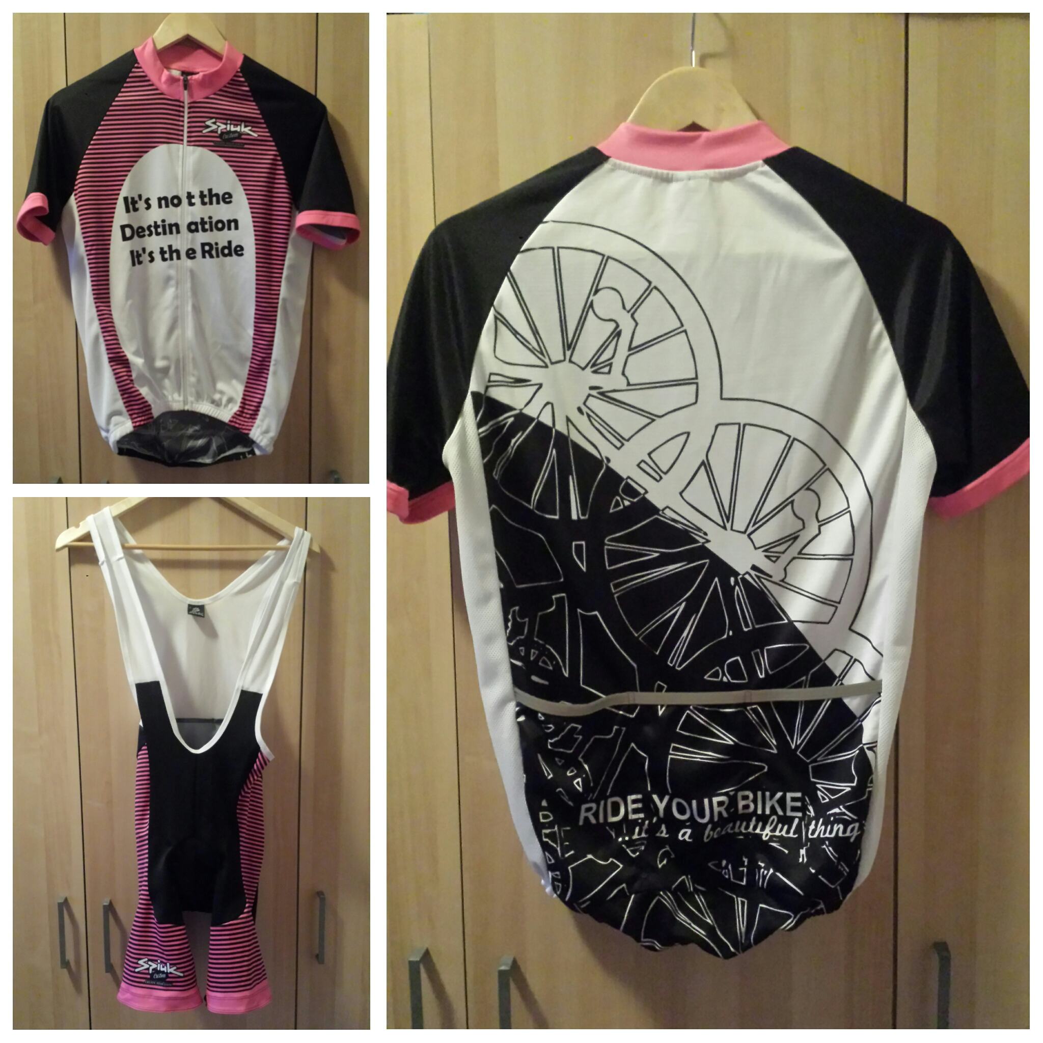 De Spiuk wieleroutfit die Renske van Rooijen ontwierp in het kader van de rozenactie van Oneway Distribution .