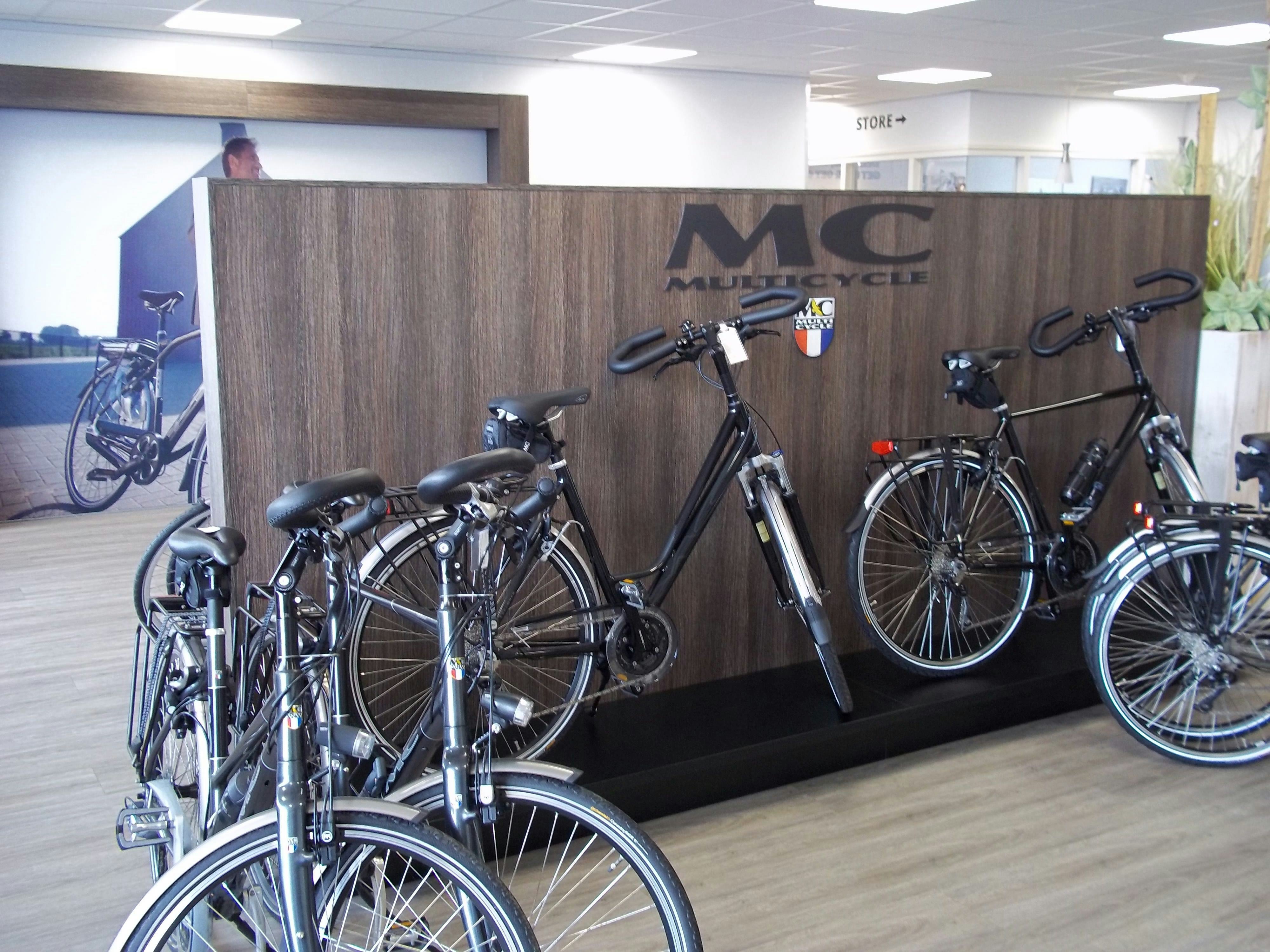Multicycle shop-in-shop bij een dealer. Multicycle wordt nu ook verkocht via Fietsenwinkel.nl en Fietsvoordeelshop.nl. Foto: Multicycle