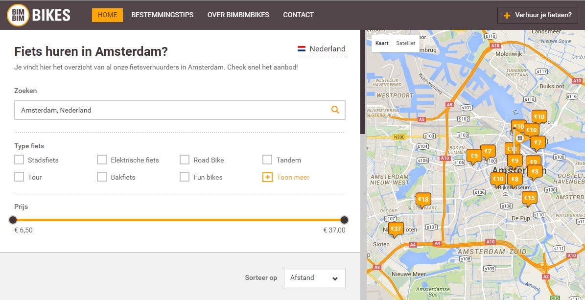 BimBimBikes is de ‘Booking.com’ voor fietsen. Fietsverhuurders kunnen zich aansluiten.