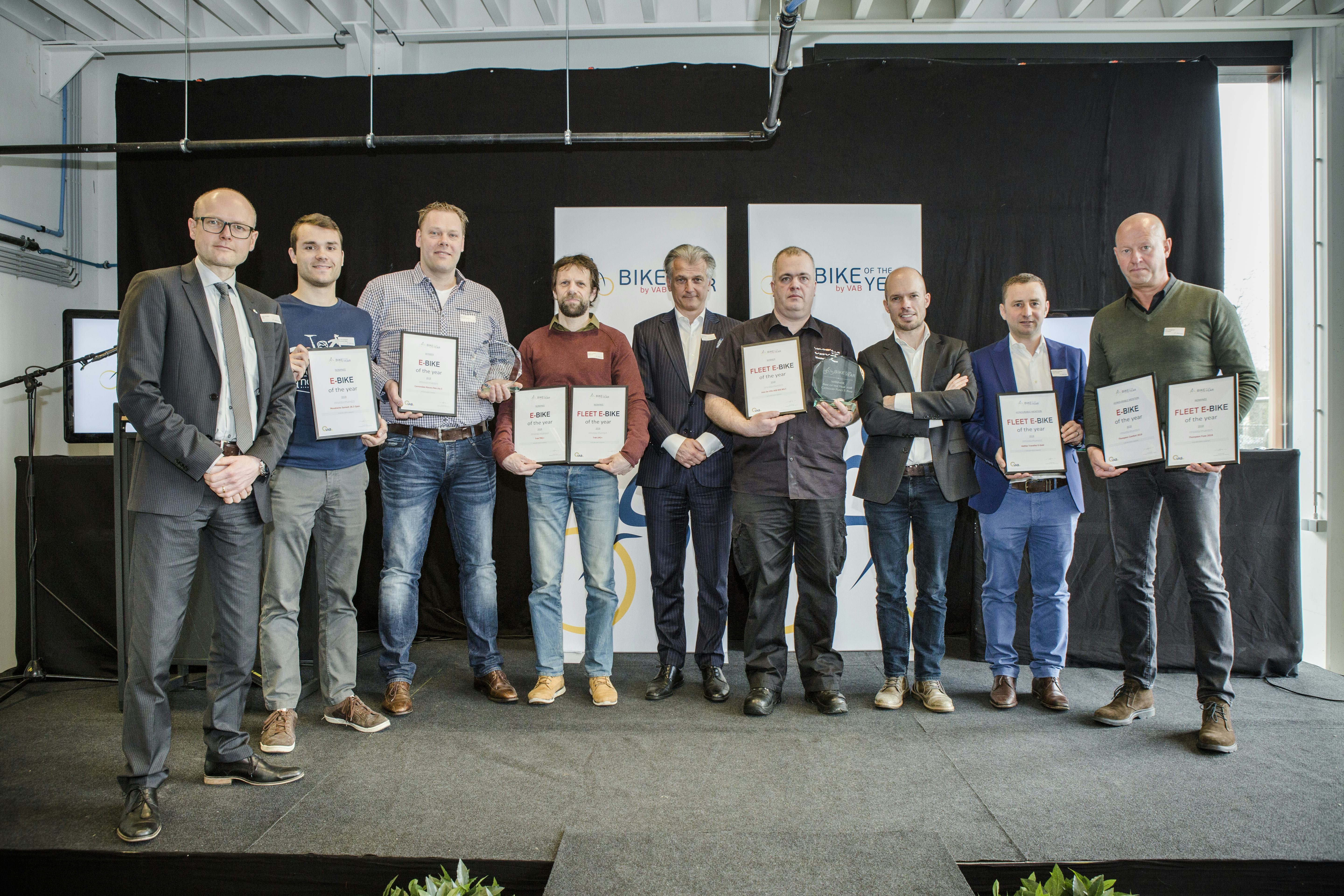 Uitreiking van de Bike of the Year awards bij VAB in het Belgische Zwijndrecht.
