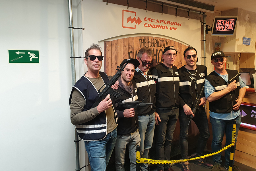 Na het team uit Geldrop (foto) gingen ook de  andere teams van John Vermeulen aan de
slag met de workshop Escape Room.