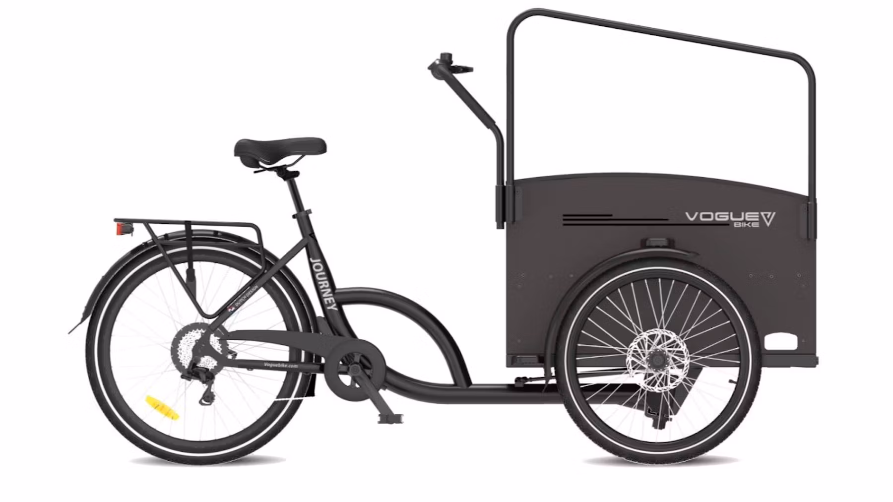 Een risicobeoordeling door de NVWA heeft aangetoond dat de frames en zadelpennen van de Vogue Journey (op de foto) en Vogue Troy modellen kunnen breken, wat een ernstig risico vormt voor bestuurders en passagiers. Foto: Vogue Bike.